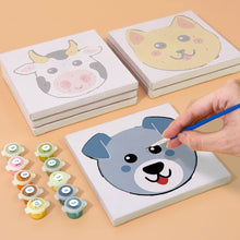 Laden Sie das Bild in den Galerie-Viewer, Malen nach Zahlen – 6-Leinwand-Set | Niedliche Tiergesichter