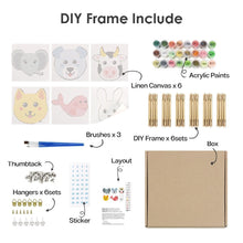 Laden Sie das Bild in den Galerie-Viewer, Malen nach Zahlen – 6-Leinwand-Set | Niedliche Tiergesichter