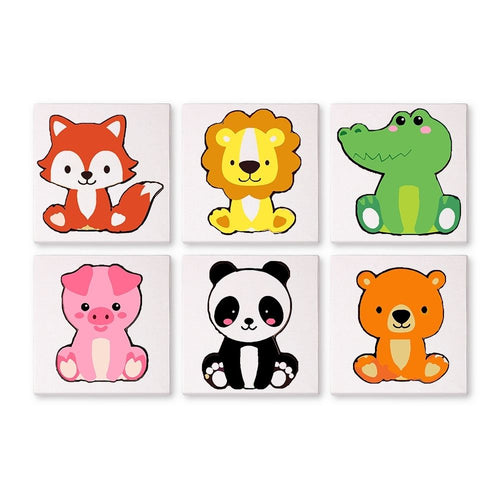 Malen nach Zahlen – 6-Leinwand-Set | Niedliche Tierfiguren Figured'Art