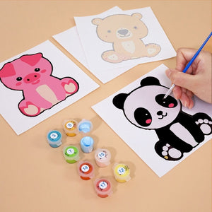 Malen nach Zahlen – 6-Leinwand-Set | Niedliche Tierfiguren