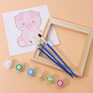 Malen nach Zahlen – 6-Leinwand-Set | Niedliche Tierfiguren