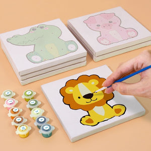 Malen nach Zahlen – 6-Leinwand-Set | Niedliche Tierfiguren