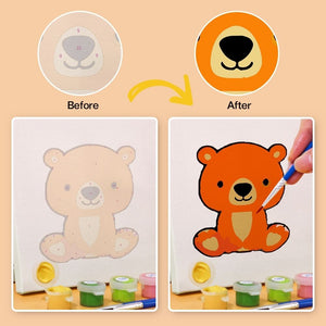 Malen nach Zahlen – 6-Leinwand-Set | Niedliche Tierfiguren