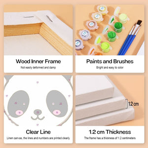 Malen nach Zahlen – 6-Leinwand-Set | Niedliche Tierfiguren