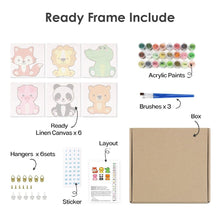 Laden Sie das Bild in den Galerie-Viewer, Malen nach Zahlen – 6-Leinwand-Set | Niedliche Tierfiguren