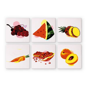 Malen nach Zahlen – 6-Leinwand-Set | Obst und Gemüse Figured'Art