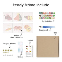 Laden Sie das Bild in den Galerie-Viewer, Mini Malen nach Zahlen 15x15cm (6 Stück) - Obst und Gemüse