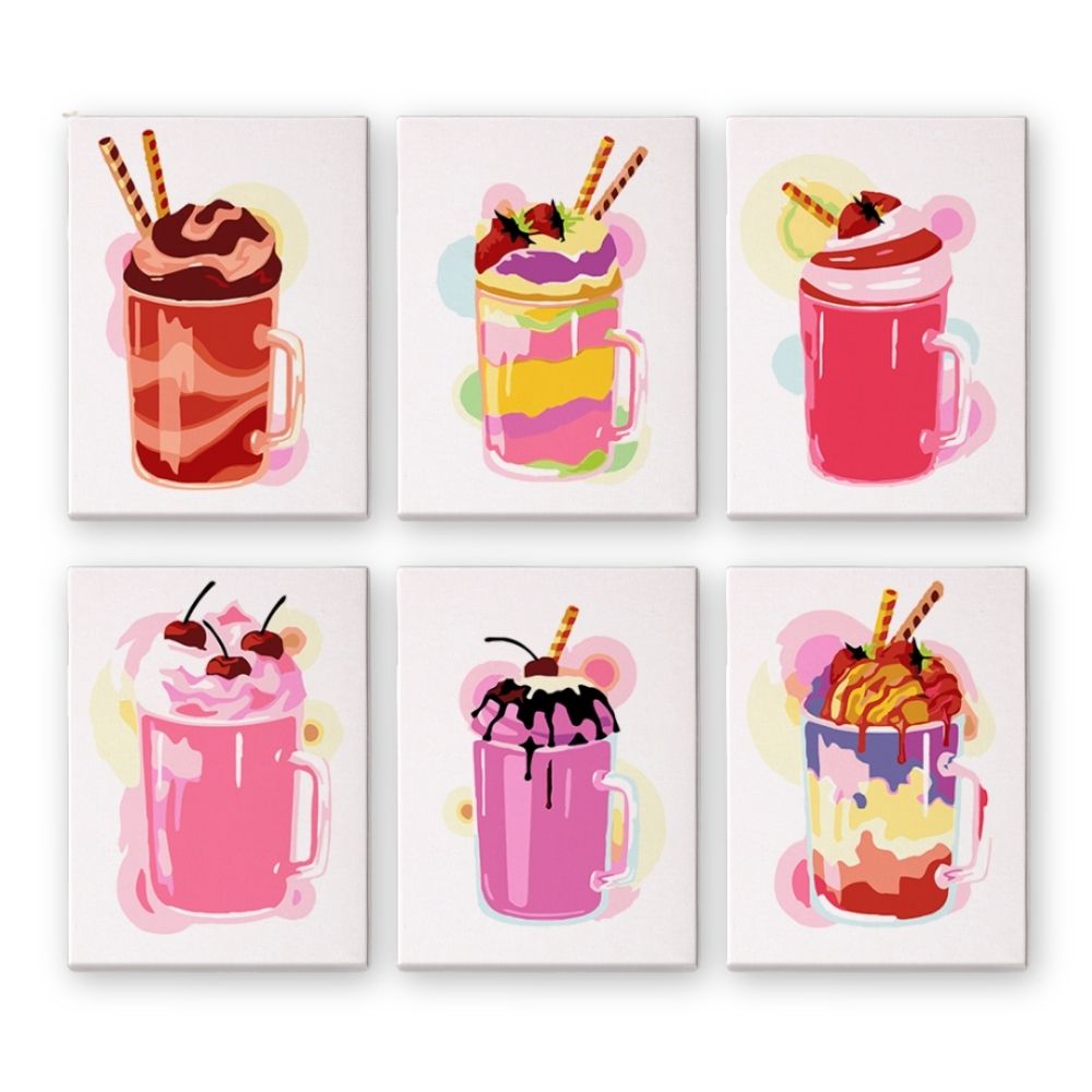 Malen nach Zahlen – 6-Leinwand-Set | Milchshakes Figured'Art