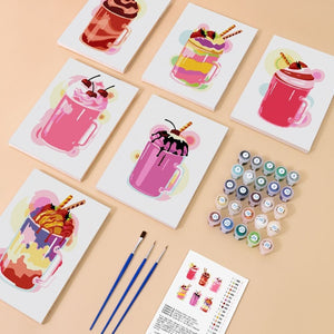 Malen nach Zahlen – 6-Leinwand-Set | Milchshakes