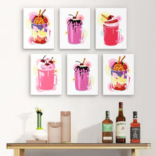 Laden Sie das Bild in den Galerie-Viewer, Malen nach Zahlen – 6-Leinwand-Set | Milchshakes