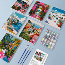Laden Sie das Bild in den Galerie-Viewer, Malen nach Zahlen – 6-Leinwand-Set | Mediterrane Szenen
