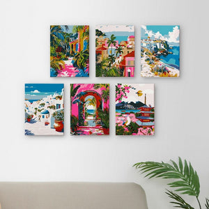 Malen nach Zahlen – 6-Leinwand-Set | Mediterrane Szenen