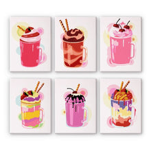 Laden Sie das Bild in den Galerie-Viewer, Malen nach Zahlen – 6-Leinwand-Set | Bunte Milchshakes Figured&#39;Art