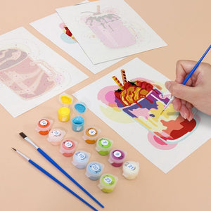 Malen nach Zahlen – 6-Leinwand-Set | Bunte Milchshakes