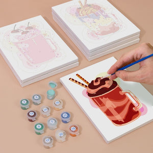 Malen nach Zahlen – 6-Leinwand-Set | Bunte Milchshakes