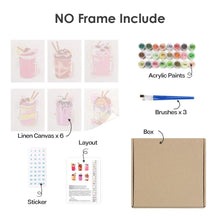 Laden Sie das Bild in den Galerie-Viewer, Mini Malen nach Zahlen 15x20cm (6 Stück) - Bunte Milchshakes