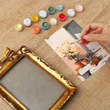 Laden Sie das Bild in den Galerie-Viewer, Mini Malen nach Zahlen mit Rahmen - Innenhof in Blüte