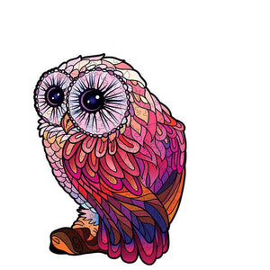 2D Holzpuzzle – Rosa Eule