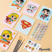 Laden Sie das Bild in den Galerie-Viewer, Mini Serie Malen nach Zahlen 15x20 cm (6 Stück) - Superman und Supergirl