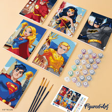Laden Sie das Bild in den Galerie-Viewer, Mini Serie Malen nach Zahlen 15x20 cm (6 Stück) - Die Helden der Justice League
