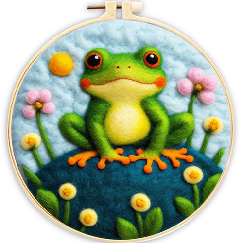 Nadelfilzen Needle Felting - Frosch im Blumenbeet
