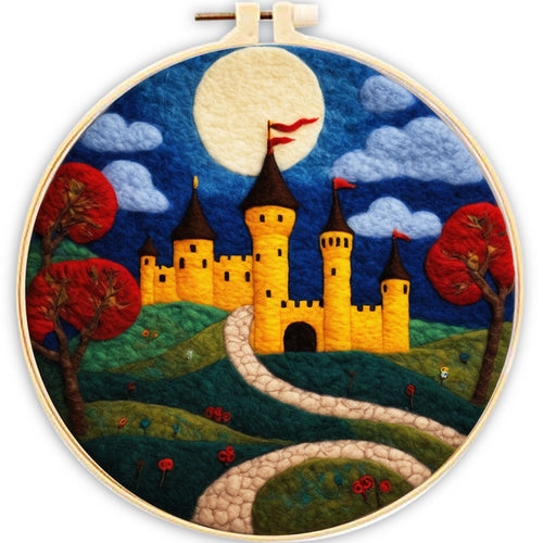 Nadelfilzen Needle Felting - Festung bei Nacht