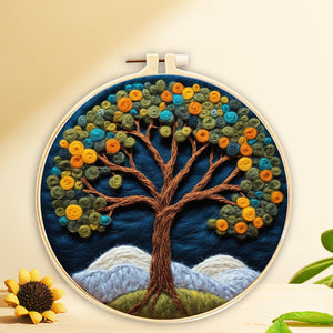 Nadelfilzen Needle Felting - Großer Baum bei Nacht