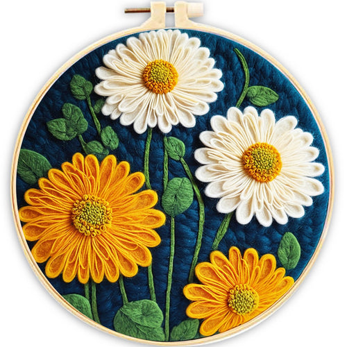 Nadelfilzen Needle Felting - Weiße und gelbe Gänseblümchen