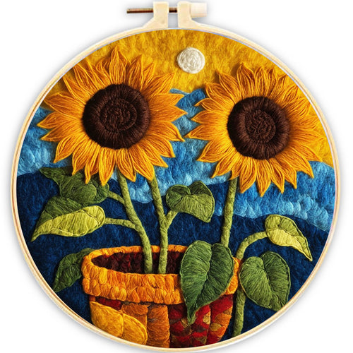 Nadelfilzen Needle Felting - Topf mit Sonnenblumen