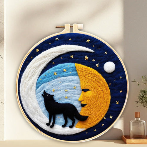Nadelfilzen Needle Felting - Wolf und Mond