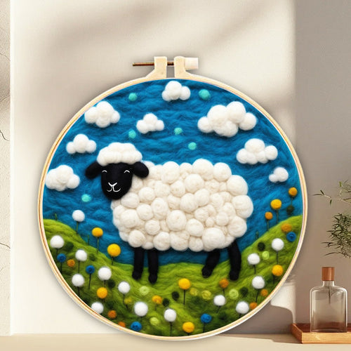 Nadelfilzen Needle Felting - Schafe auf einem Feld