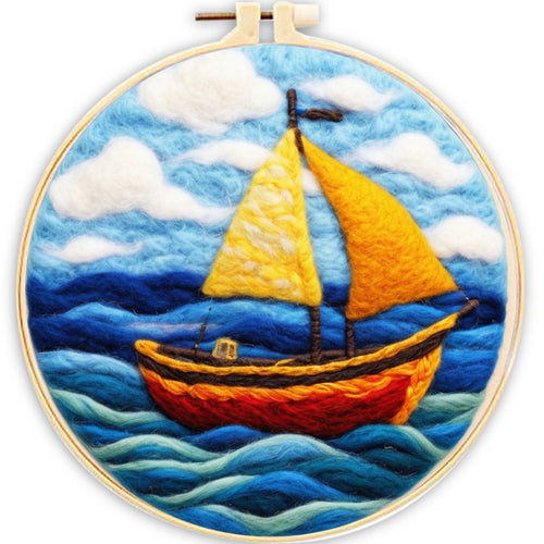 Nadelfilzen Needle Felting - Gelbes Segelboot