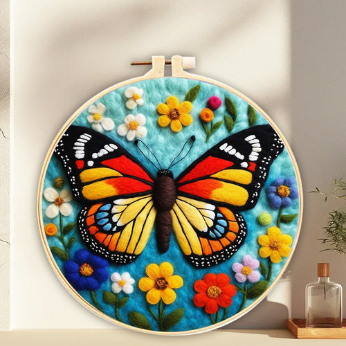 Nadelfilzen Needle Felting - Schmetterling auf Blumen