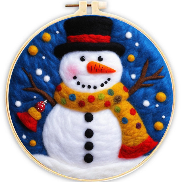 Nadelfilzen Needle Felting - Schneemann mit Punkten