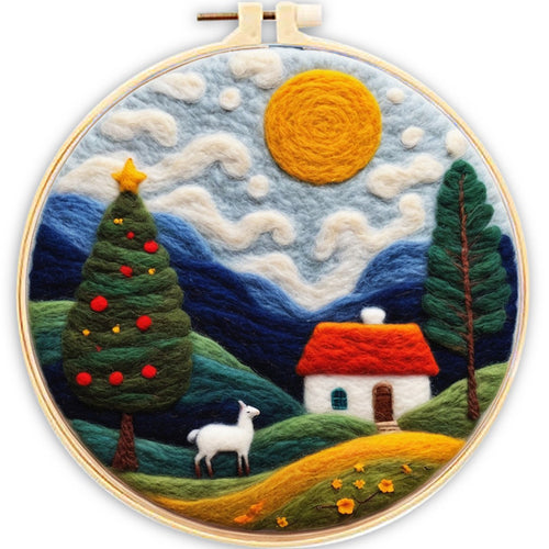 Nadelfilzen Needle Felting - Weihnachtsbaum auf einem Feld