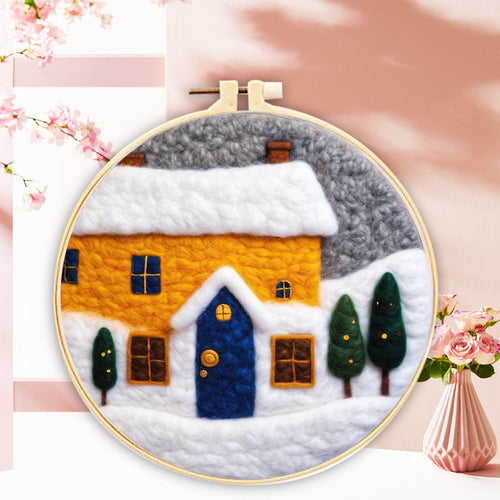Nadelfilzen Needle Felting - Haus im Winter