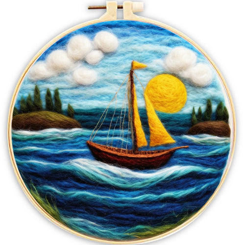 Nadelfilzen Needle Felting - Segelndes gelbes Boot