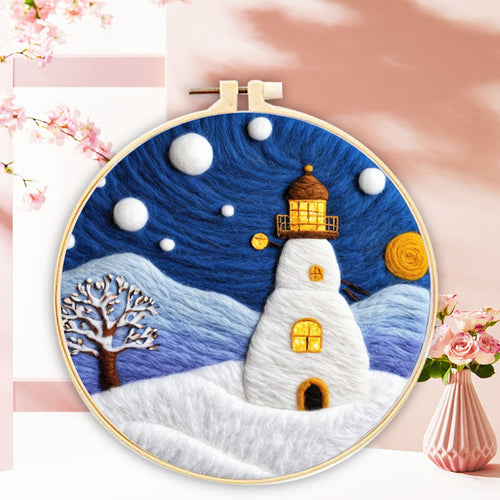 Nadelfilzen Needle Felting - Leuchtturm im Winter