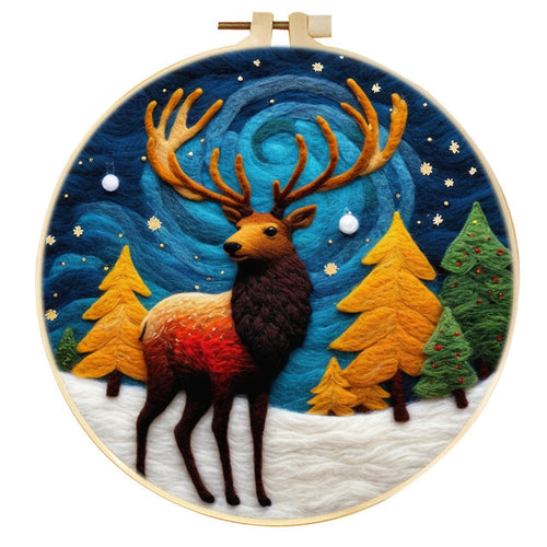 Nadelfilzen Needle Felting - Hirsch im Winterfeld