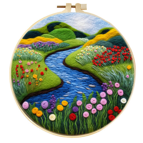 Nadelfilzen Needle Felting - Blumen am Fluss