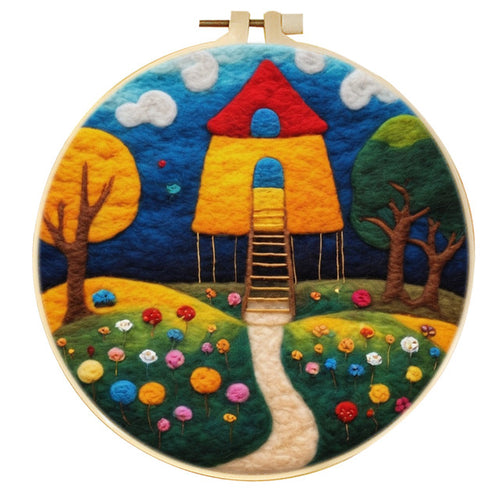 Nadelfilzen Needle Felting - Hut in einem Feld voller Blumen