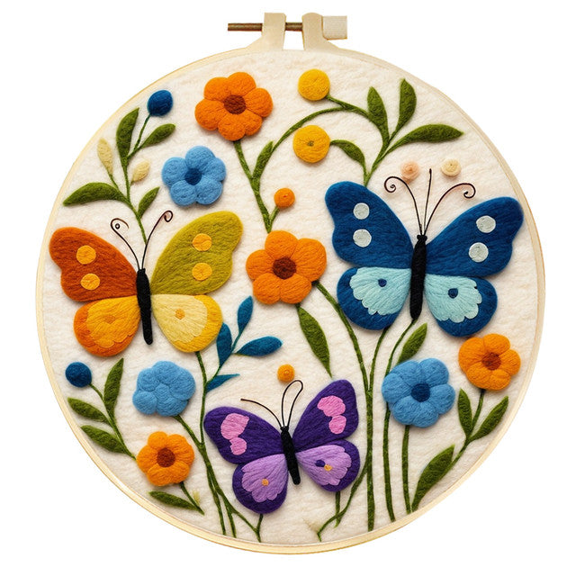 Nadelfilzen Needle Felting - Schmetterlinge unter Blumen