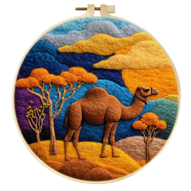 Nadelfilzen Needle Felting - Kamel unter Bäumen