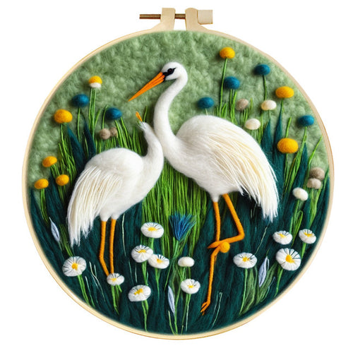 Nadelfilzen Needle Felting - Störche auf einem Feld