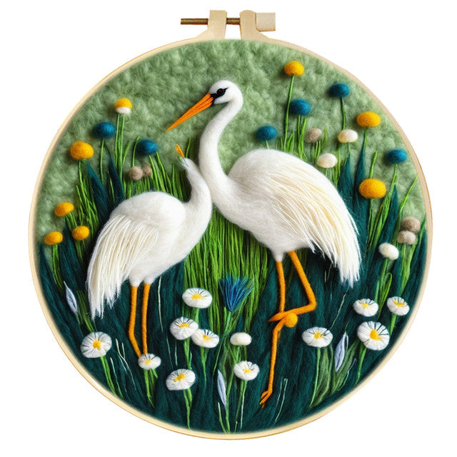 Nadelfilzen Needle Felting - Störche auf einem Feld