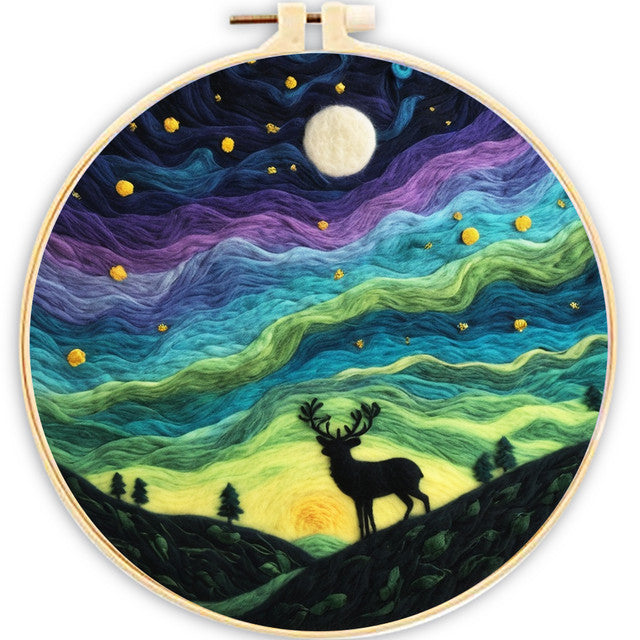 Nadelfilzen Needle Felting - Feld bei Nacht