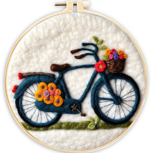 Nadelfilzen Needle Felting - Blaues Fahrrad