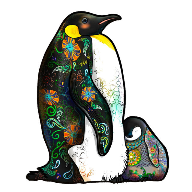 2D Holzpuzzle – Schlafender Pinguin
