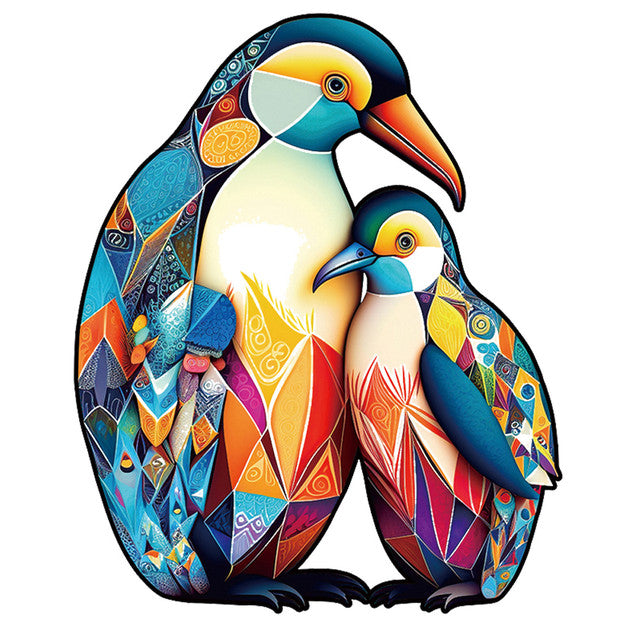 2D Holzpuzzle – Abstrakte Pinguine