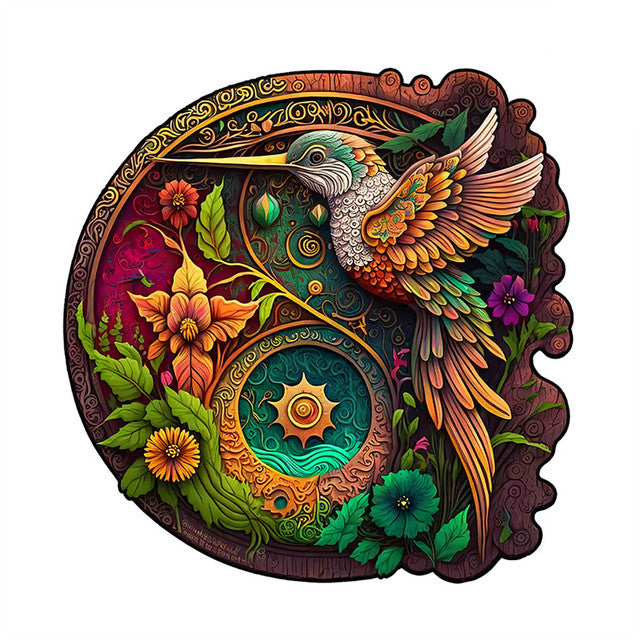 2D Holzpuzzle – Wilder Kolibri